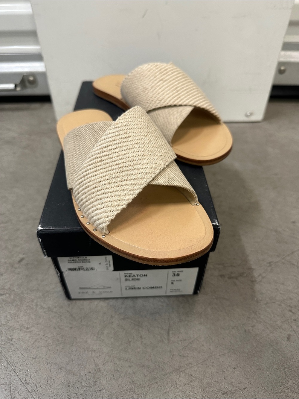 rag & bone Beige Cross-Band Slide Sandals